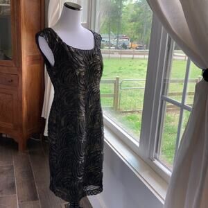 Adrianna Papell Black & Gold Sheath Dress, Size 6P